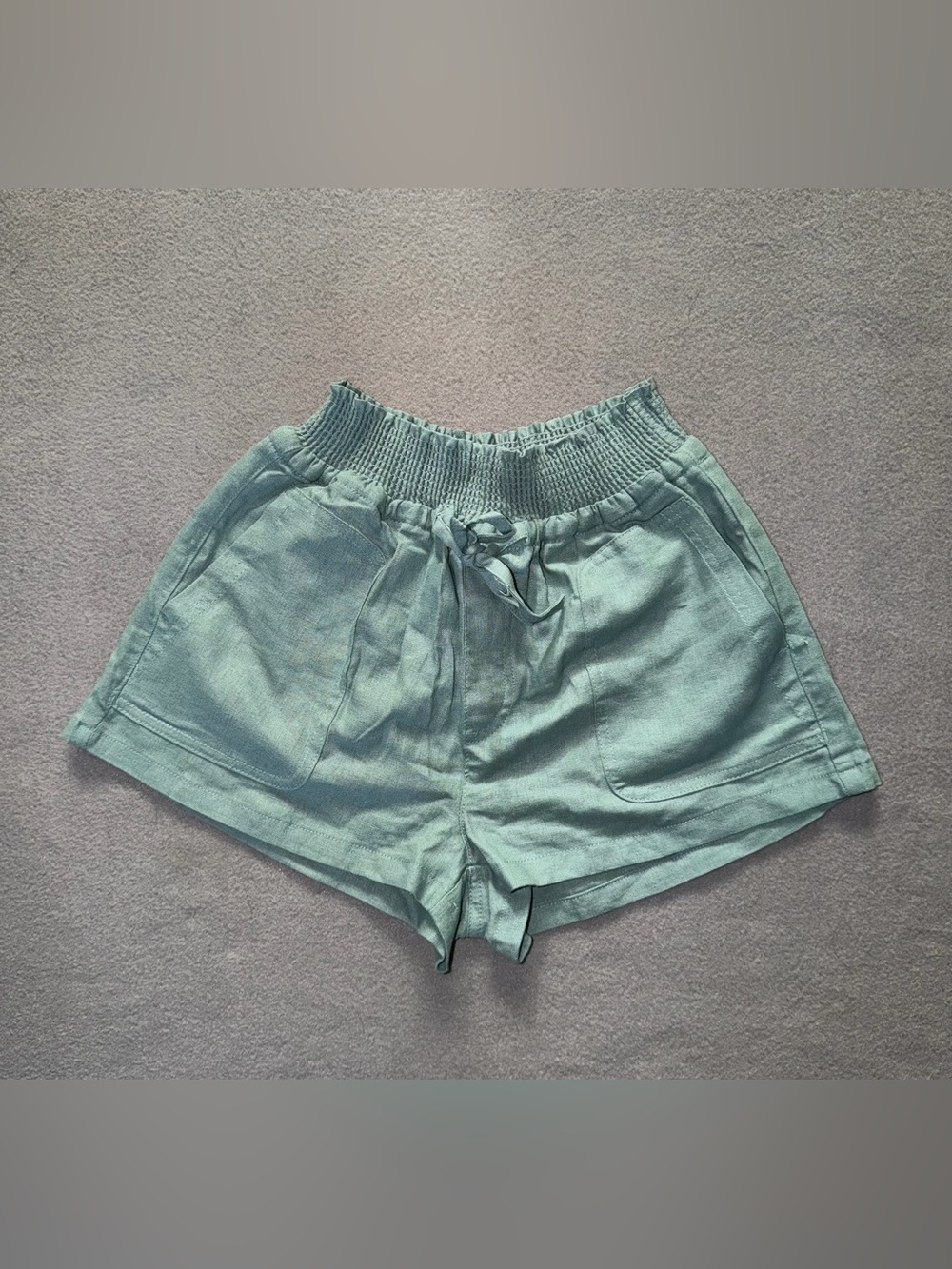 Love Tree Light Teal High-Waist Smocked Waistband Shorts Size S NWT